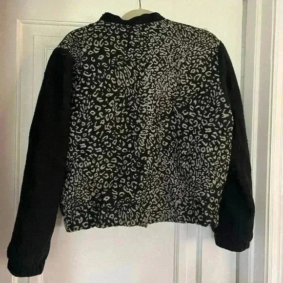 Maison Scotch Soda Jacket Size 2 Medium Wool Bomber Animal Full Zip Heavyweight - Picture 10 of 10